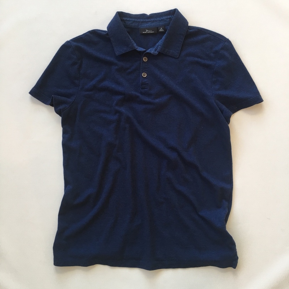Marc Anthony Blue Slim Fit Polo Shirt, Small